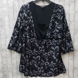 FOREVER WOMAN Mesh Double Layered Blouse,Size 1X